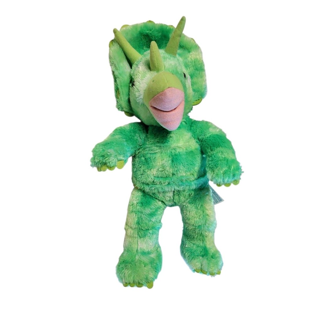 2010 Build A Bear Triceratops Green Dinosaur 18" EUC